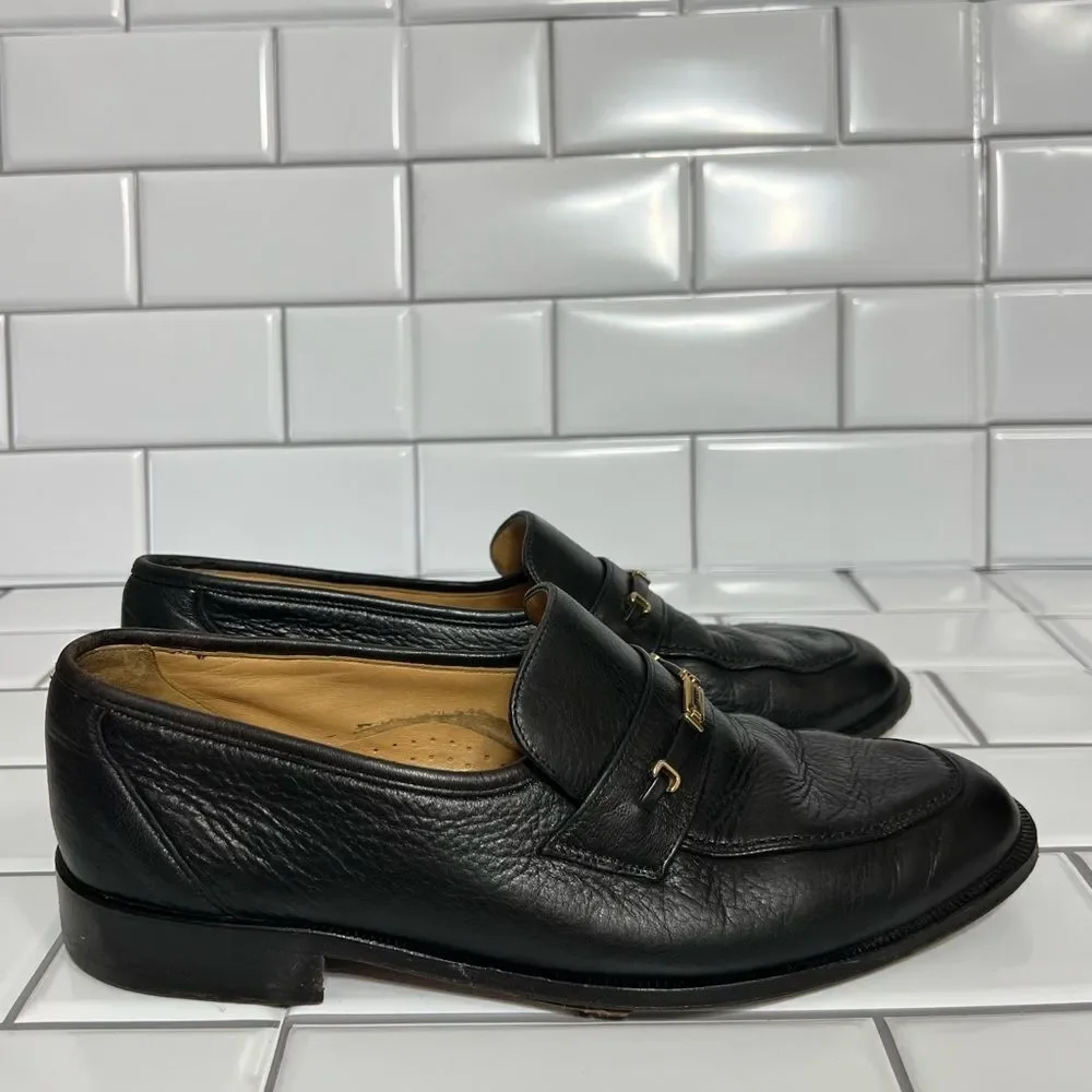 Bally Loafers Men’s Dress Shoes Black Leather Slip On’s Size 8
